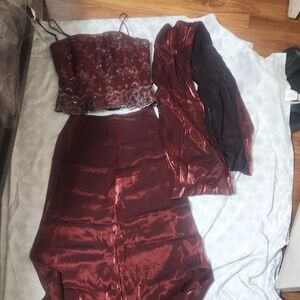 Elegant Burgundy Two-Piece Set